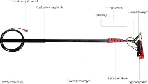 6M Window Cleaning Pole Kit 3.6M-9.2M Adjustable Hose-Fed Brush for Solar Panel & Window Cleaning Includes 55cm Brush Head Perfect for High Reach Cleaning