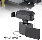 Sporacingrts Universal Car Armrest Storage Box with Cup Holder, USB & Type-C Charging Ports, Adjustable Forearm Wrist Support, Center Console Organizer for Most Vehicles