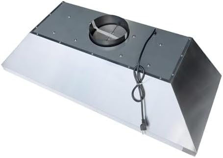 CHETTO C 48 inch Range Hood Kitchen Vent Hood with 1150 CFM Blower 304 Grade Stainless Steel with LED Lights and Safe Filters, 8" Top Vent, 4-Speeds (48 inch, Stainless steel)
