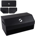 OLG Car Trunk Organizer 50L SUV Bin with (Magnetic Lid) (Faux Leather) (Collapsible Design) - (2 Dividers) (50kg Anti-Slip Hold) Waterproof Storage Box for Cars and Camping