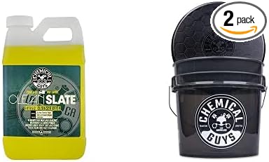 Chemical Guys CWS80364BB Basic Car Wash & Bucket Bundle - Clean Slate Deep Surface Cleaning Car Wash Soap, 64 oz (.5 Gal), Citrus Scent + Heavy Duty Smoked Obsidian Black Detailing Bucket (2 Items)