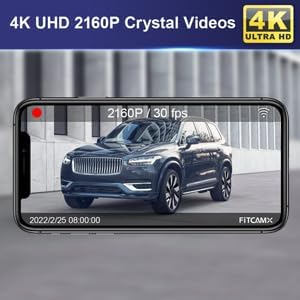 Fitcamx 4K Dash Cam Suitable for for Volvo XC90 2023-2026 Plug-in Hybrid B5 B6 T8 (Model B), OEM Factory Look, UHD 2160P Video, Built-in WiFi & APP, Loop Recording, G-Sensor, Plug & Play, 64GB Card