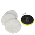 Buffer Polisher Pad Made of Wool - Wheel Mop Kit for car Detailing Drill Adaptor | Pack of 5 pcs - car buffers and Polishers kit is Practically Durable & Reusable - Drill Adapter.