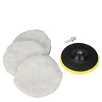 Buffer Polisher Pad Made of Wool - Wheel Mop Kit for car Detailing Drill Adaptor | Pack of 5 pcs - car buffers and Polishers kit is Practically Durable & Reusable - Drill Adapter.