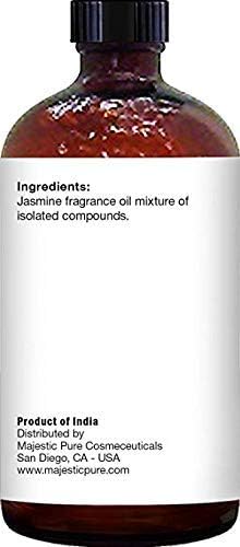 Majestic Pure Essential Oil with Glass Dropper - 100% Pure and Natural - Essential Oils for Diffuser, Aromatherapy, Soap and Candle Making, Jasmine Essential Oil, Jasmine Oil, 4 Fl Oz