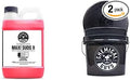 Chemical Guys CWS_101_64BB Basic Car Wash & Bucket Bundle - Maxi-Suds II Foaming Car Wash Soap, 64 oz (Half Gallon), Cherry Scent + Heavy Duty Smoked Obsidian Black Detailing Bucket (2 Items)