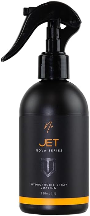 NV Nova Jet Hydrophobic Spray Coating | High Beading and Slick Gloss | Spray On Wipe Off Protection | Top Up for Coated Paint and Glossy Trim | Strong Water Repellency and Slick Feel | 1 Liter