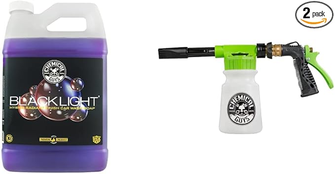 Chemical Guys CWS619FBB Foam Blaster Bundle - Black Light Foaming Car Wash Soap, 128 fl oz + ACC_326 Torq Foam Blaster 6 Foam Wash Gun, Works With Garden Hose, (2 Items)