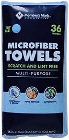Member Mark Premium Microfiber Cleaning Towels 36 Count (Choose Color) (Blue)