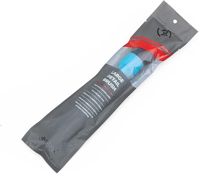 Detail Factory - Synthetic Detailing Brush - Ultra-Soft Bristles, Comfortable Grip and Scratch-Free Cleaning for Exterior, Interior, Emblems, Badges, and Instrument/Guage Panels. (Blue, Long)