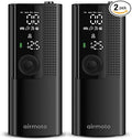 Airmoto Tire Inflator Portable Air Compressor - Air Pump For Car Tires with Digital Pressure Gauge, LED Light and Auto Shut-Off Function - Cordless Pump for Car, Motorcycle, Bicycle, Ball (Pack of 2)