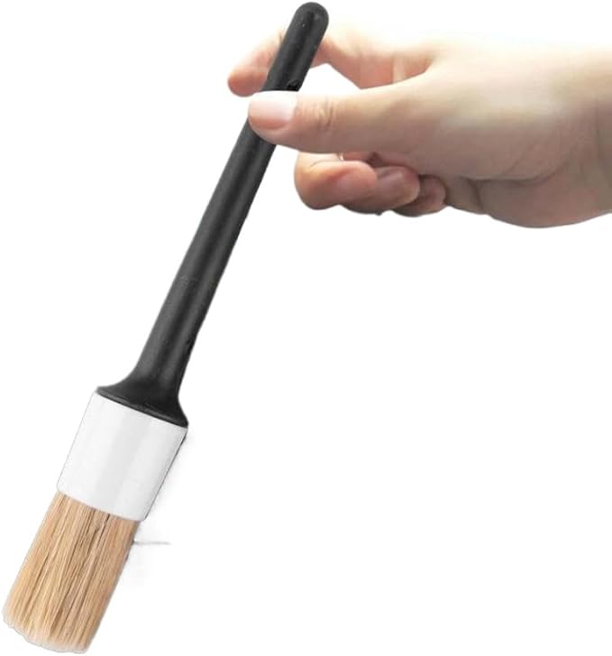 Natural Boar Hair Detail Brush Set of 5 Compatible with Automotive Engines Wheels Interior Leather Trim Air Vents