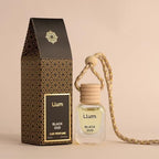 Llum Black Oud Hanging Car Air Freshener – Luxury Automotive Perfume Diffuser 10ml (0.34 fl oz), Long-Lasting Fragrance, Alcohol-Free Non-Toxic Car Scent, Glass Bottle With Wood Cap & AC Vent Clip