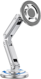 Magnetic Cell Phone Holder Universal 360 Rotation Adjustable Foldable Rotating Magnetic Holder Car Phone Bracket Magnet Mount (Silver)