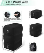 JefDiee Inflatable Travel Foot Rest Pillow, Kids Airplane Bed, Adjustable 3 Layers Height Leg Rest Pillow, Adults Travel Essentials Great for Airplane, Office, Home, Trains, Cars (Black)