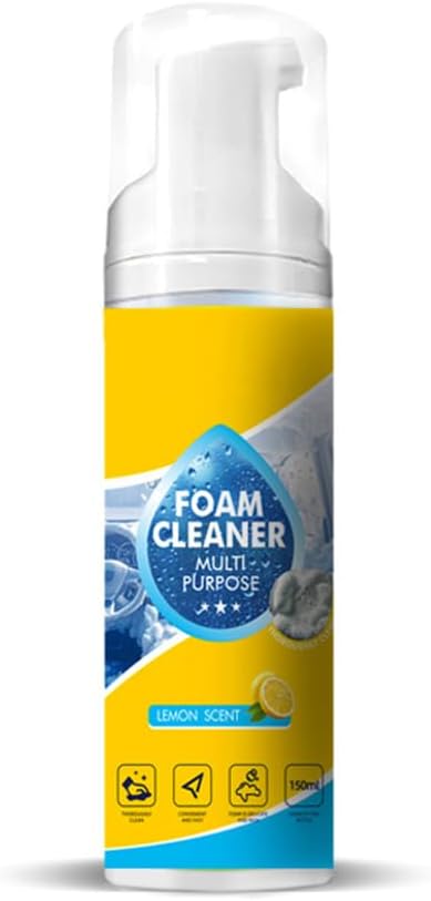Car Interior Foam Cleaner Kit 150ML Cleaner with Wipe and Sponge Automobile Cleaning Agent Polishing Cleaner Set for Car Leather Seats, Dashboard, and Windows Cleaning