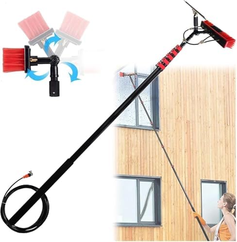 Telescopic Window Cleaning Pole with 50cm Brush Head, 9m Retractable Water Supply Kit for Efficient Solar Panel & Home Cleaning, Extendable Cleaning Tool