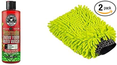 Chemical Guys CWS20816M Car Wash Starter Bundle - Watermelon Snow Foam Car Wash Soap, 16 oz, Watermelon Scent + Green Chenille Wash Mitt (2 Items) Works on Cars, Trucks, SUVs, RVs & More