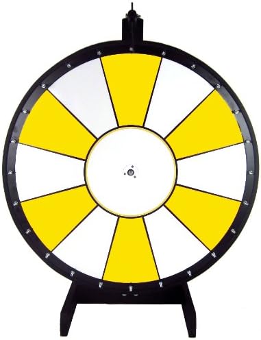 Dual and Triple Color Tabletop Dry Erase Prize Wheel – 30 Inch Desktop Spinning Wheel, Durable Wood, Balanced for Fair Odds, Trade Show Booth Raffle, Fundraiser, Baby Shower (Yellow, 30")
