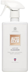 Autoglym Leather Cleaner, 500ml - Car Leather Cleaner Deep Cleans and Freshens Automotive Leather Upholstery, white