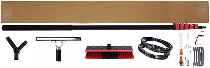 Professal Window Cleaning Kit 17.7 Ft Extendable Pole Streak Free Water Fed Brush System Ideal for Home & Commercial Use Efficient Window Washing Tools