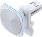 Car Phone Mount – 15W Magnetic Wireless Charger for 12-15 Series, Reliable and Efficient Wireless Charging Phone Holder (White with Blue Light)