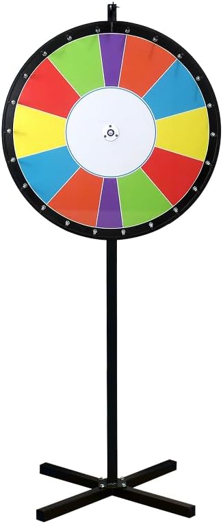 Carnival Color Floor Stand Dry Erase Prize Wheel – 30” Spinning Wheel Game, Vibrant 14 Sections, Durable Wood, Trade Show Raffle & Event – Made in USA