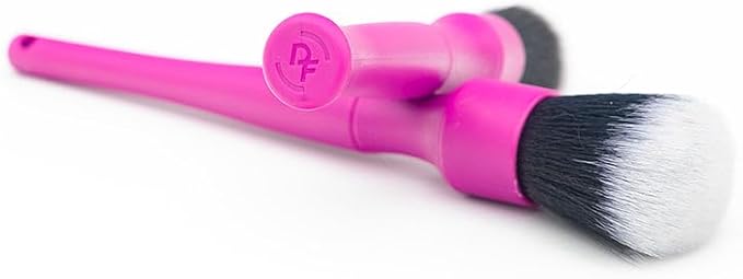 Detail Factory - Synthetic Detailing Brush Combo Kit - Ultra-Soft Synthetic Bristles, Scratch-Free, Instrument Panels, Emblems, One Long Handle + One Short Handle, Pink (2-Pack)