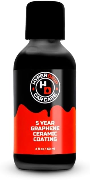 HyperDrip 5-Year Graphene Ceramic Coating – 2 fl oz Professional Paint Protection with Ultra-Hydrophobic High-Gloss Finish, UV & Chemical Resistant, Durable Shield for Paint, Glass, Wheels & Trim!