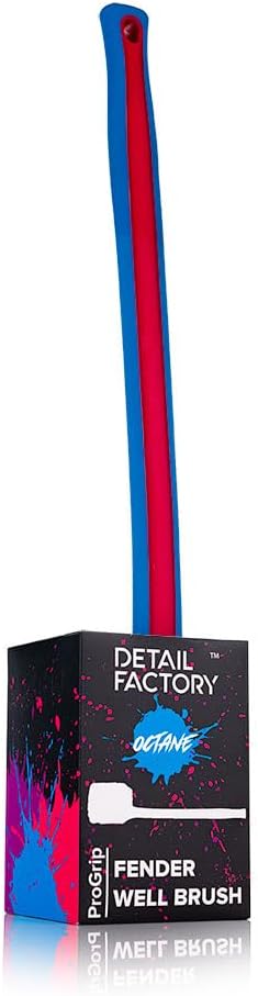 Detail Factory - Fender Well Brush - Ergonomic ProGrip Handle, Stiff Synthetic Bristles, Ergonomic Design, Clean Your Wheel Wells with Ease - Octane Underglow