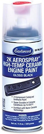 Eastwood 2K Aerospray High Temperature Ceramic Engine Gloss Black Paint | 11.9 oz Aerosol | 1 Pack