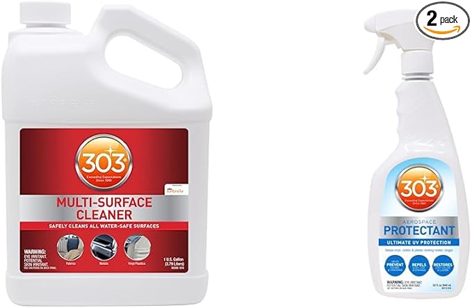 303 Multi-Surface Cleaner - Safely Cleans All Water Safe Surfaces, 1 Gallon (30570) & Protectant - Provides Superior UV Protection, 32oz (30313CSR) Packaging May Vary