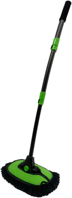 43'' Car Wash Brush with Long Handle Chenille Microfiber Car Wash Kit Mitt Retractable Bent Pole Car Wash Mop for Cars RV Truck Boat (Green-1)