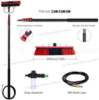 Telescopic Window Cleaning Brush Kit 3.6m-6m Adjustable Pole Water-Fed Soap Dispenser 35cm Brush Head Ideal for High Reach Window Cleaning Professional Equipment.