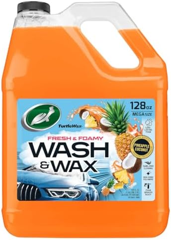 Turtle Wax Fresh & Foamy Wash and Wax, Pineapple Coconut Scent - 128 OZ