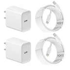 iPhone 14 Charger, 2Pack 10FT USB Wall Charger Fast Charging Lightning Cable Cord,USB Type C Plug Block with 10Foot Long Lightning Cable Compatible with iPhone 14/13/12/12Mini/11ProMax/XS Max/XS/XR/SE