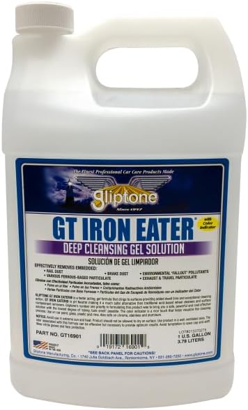 Gliptone GT Iron Eater, Fast Acting Iron Remover Cleansing Gel Solution with Color Indicator, Safe on Glass, Paint, and Rims, including Aluminum and Chrome (1 Gallon)