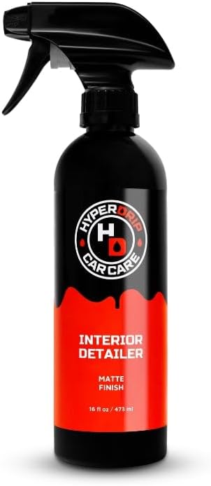 HyperDrip Interior Detailer with Matte Finish – Non-Greasy Interior Cleaner with UV Protection & Anti-Static Formula for Dashboards, Vinyl, Plastic & Leather | Factory-Fresh Look! 16 fl oz