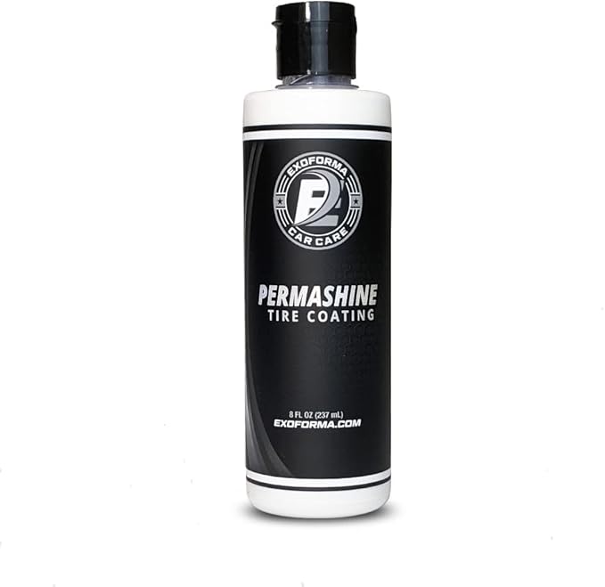 ExoForma PermaShine Tire Coating & Dressing - Extreme High Shine & Durability - Long-Lasting Acrylic Anti-Stick No-Sling Protection - Won’t Wash Off - Dries Fast to the Touch - 8 fl oz
