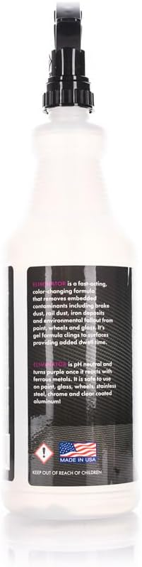 CarCandy Eliminator - Iron and Decon Remover; pH-neutral formula; Safe on All Exterior Surfaces and Wheel Types - 32 oz