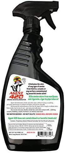 Agent 420 Odor Eliminator Trigger Spray, Tea Tree, 22 oz — Tea Tree Oil Breaks Down Smoke at the Molecular Level
