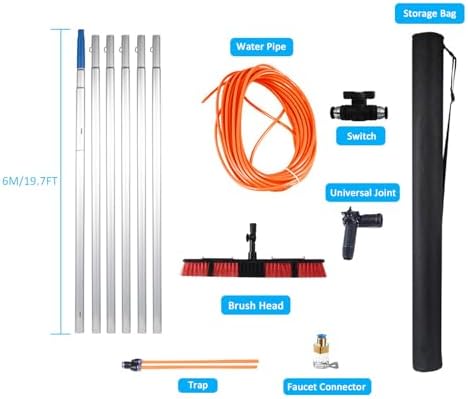 Window Cleaner Kit312m Extendable Pole & Adjustable Brush Head for Effortless Solar Panel & Conservatory Roof Cleaning 55cm Brush for StreakFree Shine