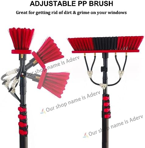Telescopic Window Cleaning Brush Kit 3.6m-6m Adjustable Pole Water-Fed Soap Dispenser 35cm Brush Head Ideal for High Reach Window Cleaning Professional Equipment.