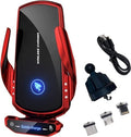 15W Wireless Car Charger Automatic Sensor Clip Charging Bracket Mobile Phone Holder - (Red)