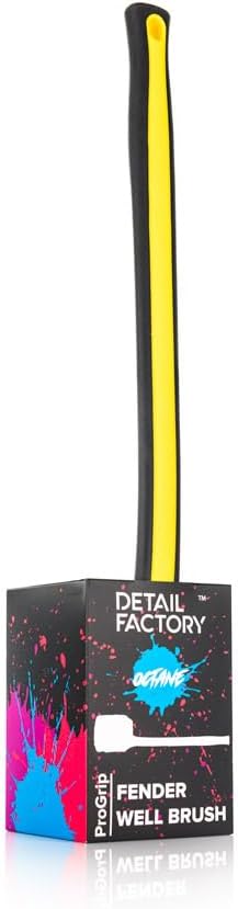 Detail Factory - Fender Well Brush - Ergonomic ProGrip Handle, Stiff Synthetic Bristles, Ergonomic Design, Clean Your Wheel Wells with Ease - Live Wire