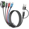 Dual Type-C Port 4 in 2 USB C Cable for iWatch Charger/iPhone 17, Travel Charger Multi Charging Cable Cord for iWatch Ultra/SE/10-1, iPhone16-8, iPad, Android, Car, Cruise Essentials - 1Pc 5FT