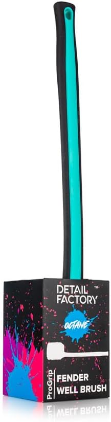 Detail Factory - Fender Well Brush - Ergonomic ProGrip Handle, Stiff Synthetic Bristles, Ergonomic Design, Clean Your Wheel Wells with Ease - Octane Riptide