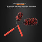 SPTA Angled Car Wheel Brush Set, 2Pcs Car Detailing Cleaning Brush Synthetic Wool Rim Cleaner Brush, Flat Spoke Brush, Metal Free Rim Tire Detail Brush, Remove Brake Dirt Behind Your Rim Accessories
