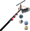 Telescopic Window Cleaning Brush Kit - 18ft Retractable Pole with Water Inlet for Solar Panels & Household Use - Efficient Rotating Glass Cleaner for Easy Reach