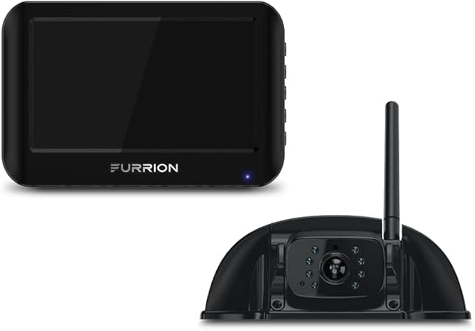 Furrion Vision S Wireless RV Backup Camera System with 4.3-Inch Monitor, 1 Rear Sharkfin, Infrared Night Vision, Wide-Angle View, Hi-Res, IP65 Waterproof, Motion Detection, Microphone - FOS43TASF